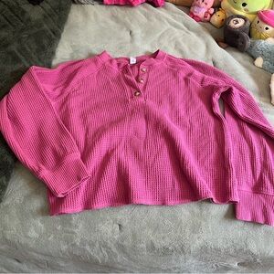 Pink Old Navy Plush Tee Henley Size Large